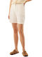 Women's Linen High Waist Ecru Shorts