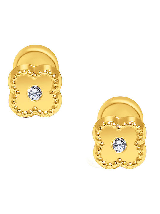 Cercei Copii Studs Cu Pietre Din Aur 9K