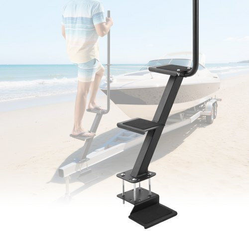 Vevor Boat Trailer Steps 3-step Heavy-duty Boat Trailer Steps Handle Non-slip Surface 3 Mounting Angle Options Steel Ladder 76.2 X 76.2/76.2 X 127/101.6 X 101.6 Mm Frame Bottom Mounting