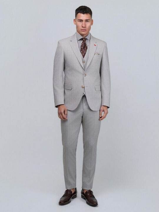 Summer Men's Suit with Slim Fit Taupe