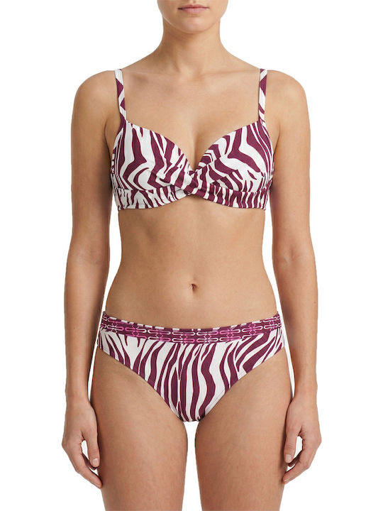 Costum de Baie Bikini cu Balenă Drapat Burgundy Damă