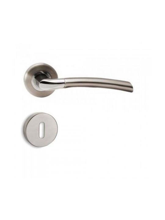 Conset Conset Middle Door Lever with Rosette C 1045 Pair with Mouthpiece Matte Nickel