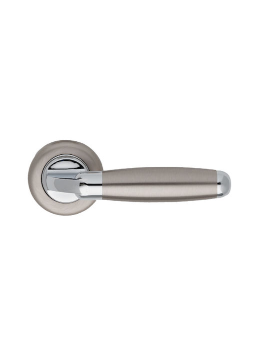 Viobrass Door Handle Middle Door with Rosette Pair with Mouthpiece Nickel Matte