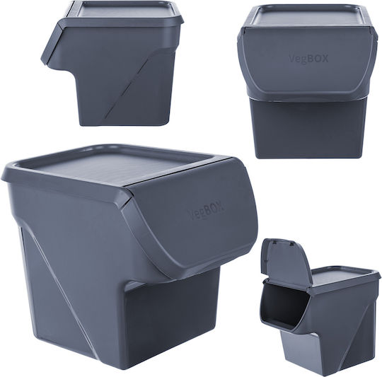 Kadax Allgemeine Verwendung Lebensmittelglas mit Kunststoffdeckel Grau 26,5x26x33cm