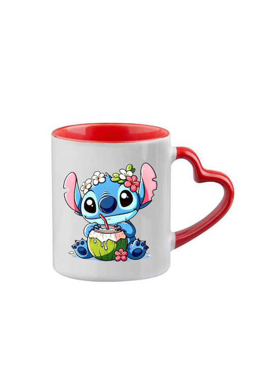 Κούπα Lilo & Stitch Κόκκινη Λαβή Καρδιά Εσωτερικό