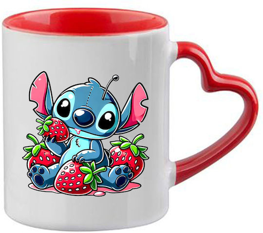 Κούπα Lilo & Stitch Κόκκινη Λαβή Καρδιά Εσωτερικό