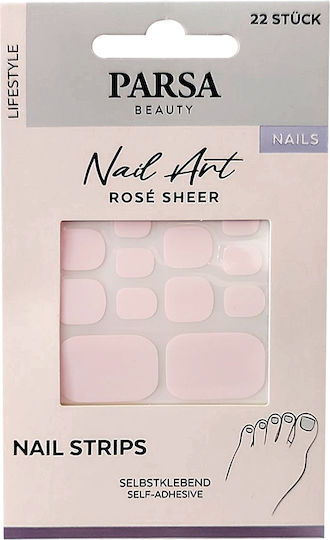 Parsa Nail Stickers Strips For Nails And Feet Rose Sheer 22 Pieces