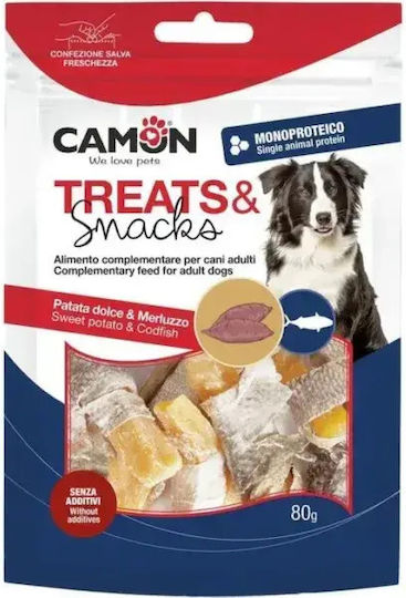 Вкусна Лакомство За Кучета Camon Sweet Potato Codfish Skin Strips 80гр