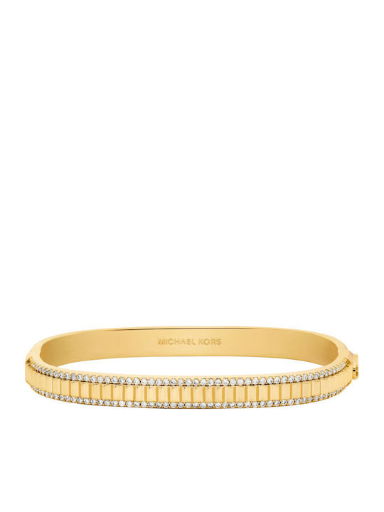 Michael Kors Women's Bracelet Handcuffs Made of Brass Gold Plated with Zircon 18cm