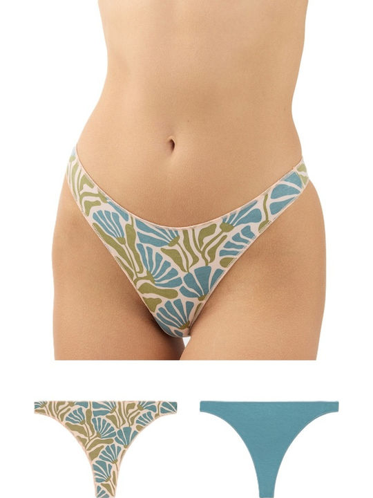 Minerva Fimelle Damen-Slips 2er Pack Petrol-Aqu...