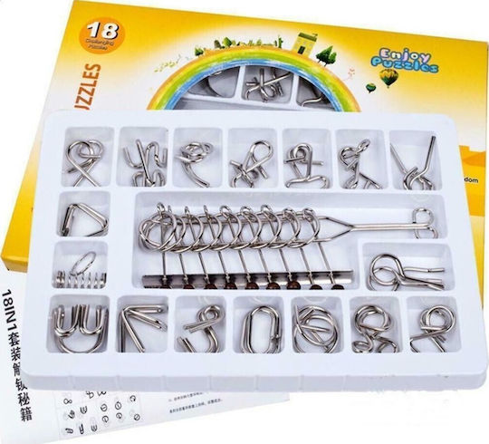 Roza Metal Brain Teasers Set 18 Pieces Logic Puzzle & IQ Game Kids & Adults Educational Brain Teaser