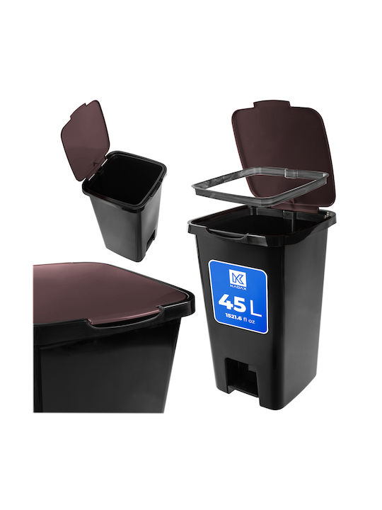 Kadax Coș de Gunoi Plastic cu Pedală Maro 45l