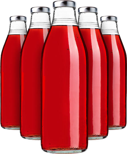 Kadax Sticlă De Apă Din Sticlă Cu Capac Șurub Transparent 1000ml 5 Bucăți