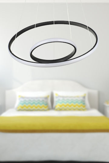 Heronia Pendant Ceiling Light Black LED with Warm White Light 60x60cm