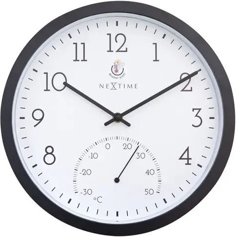 Nextime Silent Wall Clock Plastic Black Ø30.5cm