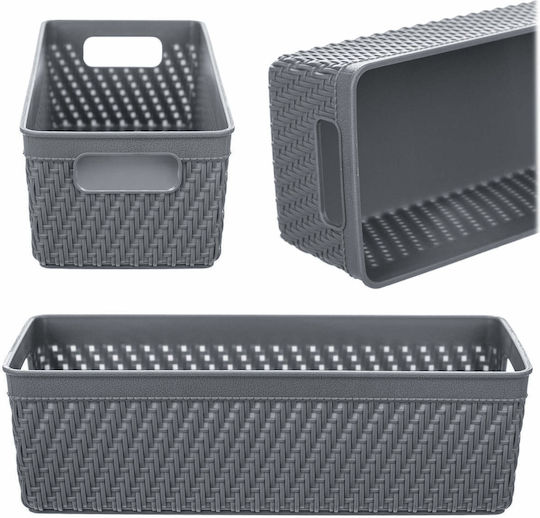 Kadax Καλάθι Αποθήκευσης Πλαστικό Γκρι 10x24.5cm