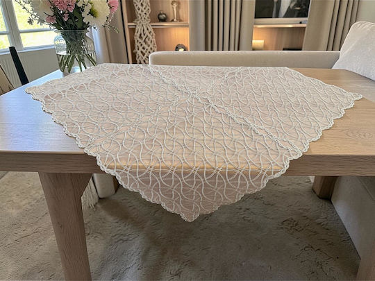 Linea Home Καρέ Τραπεζομάντηλο με Δαντέλα Σετ 5τμχ Μπεζ 100x100εκ.