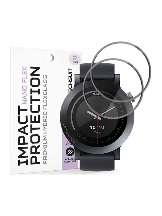 Techsuit Nano Flex Vollflächig gehärtetes Glas Für Huawei Watch 3 Pro 2 Stück