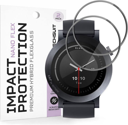 Techsuit Nano Flex Vollflächig gehärtetes Glas Für Huawei Watch 3 Pro 2 Stück
