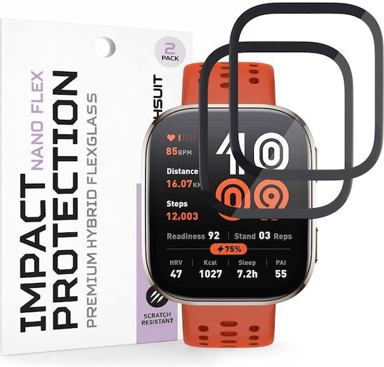 Techsuit Nano Flex Full Face Tempered Glass For Amazfit Bip 6 2 Pieces