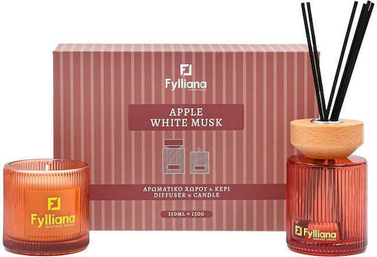 Home Fragrance Gift Set Apple White Musk Fylliana Fl25161 Disseminator 150ml + Candle 150g