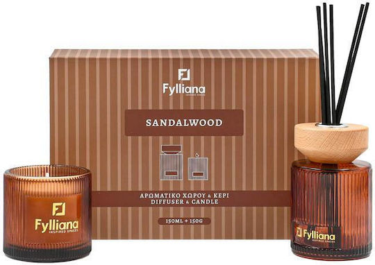 Raumdüfte Geschenkset Sandelholz Fylliana Fl25161 Diffusor 150ml + Kerze 150g
