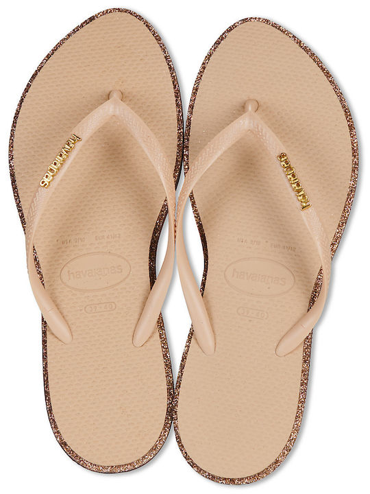Havaianas Slim Point Glitter Σαγιονάρες σε Μπεζ...
