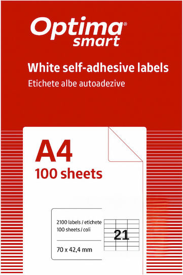 Optima Selbstklebende A4 Etiketten Rechteckige 70x42,4mm