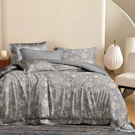 Beauty Home 12679 Set Of Double Bed Sheets With Rubber Hugger 165x200+30cm Gray (4 Pieces) 12679SEYDL