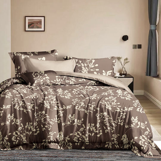 Beauty Home 12693 Super-Double Bed Sheets Set 230x260cm Brown 4 Pieces 12693SEYD