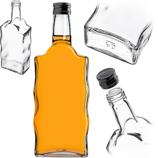 Glass 500ml Liqueur Bottle Black Cap 1 Pc