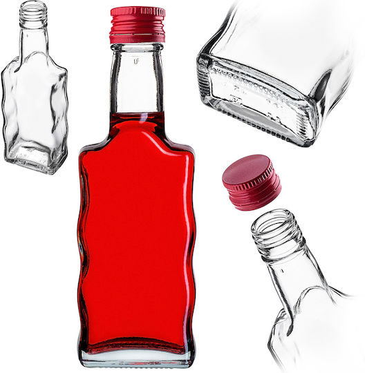 Kadax Glas Wein-/Getränkeflaschen 200ml Likörflasche Rote Kappe 10 Stück