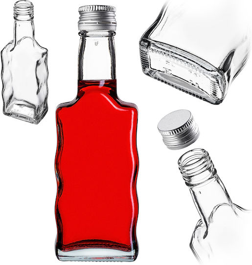 Glas 200ml Likörflasche Silberner Deckel 10 Stück