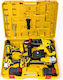 Andowl Q-1978B Battery Tool Set Angle Grinder Drill Driver Impact Wrench & Rotary Hammer with 2 Batteries and Case