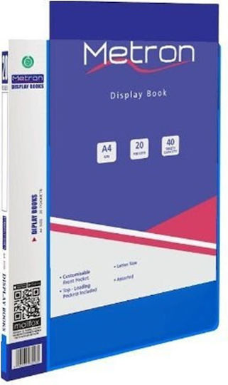 Metron Display Book Cover 20 Pockets A4 F20ap Blue