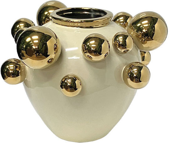 Marhome Dekorative Keramik Vase Beige 25x25xH24cm