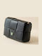 Damen-Flap-Tasche aus Leder Schwarz