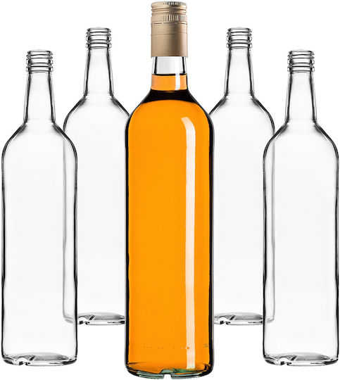 Glass Bottle 1000ml Long Golden Cap 10 Pcs