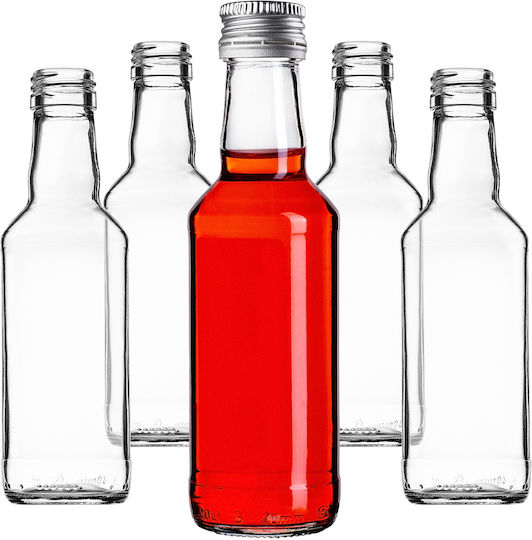 Glass Bottle 200ml Silver Cap 10 Pcs