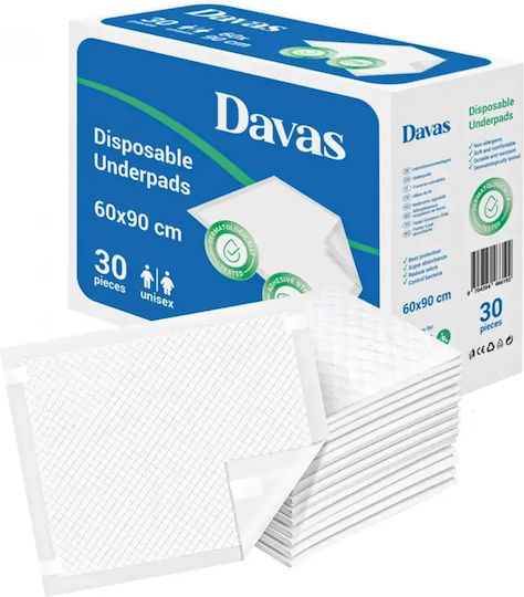 Davas Prosoape Pentru Eructație Și Învelișuri Pentru Înfășat Rezistente La Apă De Unică Folosință 60x90cm 30 Bucăți