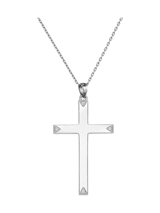 Kritsimis Women's White Gold Cross 18K with Chain