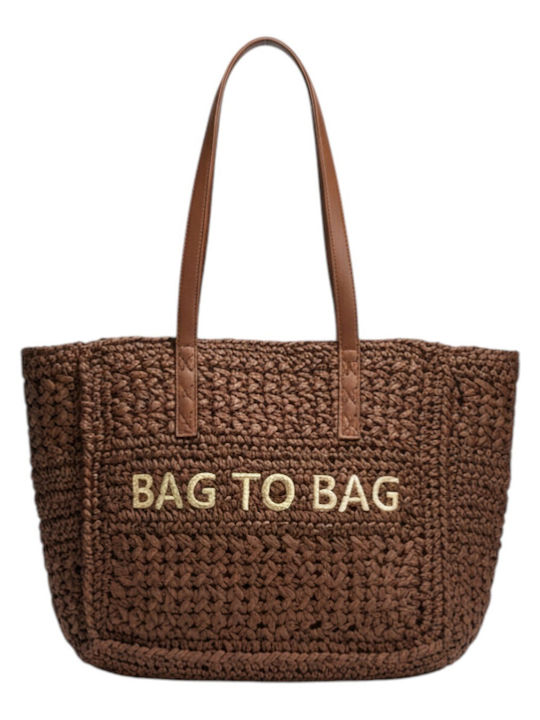 Bag to Bag Ψάθινη Τσάντα Θαλάσσης Καφέ