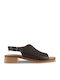 Leather Women's Flat Sandals Black