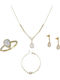 Set with Necklace Earrings Ring & Bracelet from 14K Gold with Stones