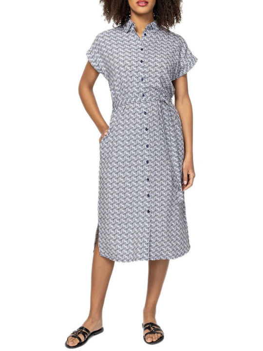 Heavy Tools Sommer Midi Hemdkleid Blau