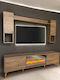 SteweHome TV-Ständer Aus Nussbaum Mit Eingebautem Kamin – Moderner Design (150 cm)