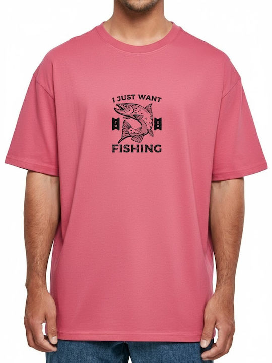 Oversized T-shirt Fishing Desire Graphic Pop Cu...