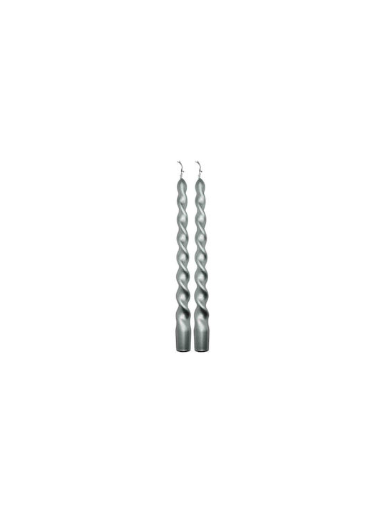 Beauty Home Dekorative Kerze Kegel Silber 25cm