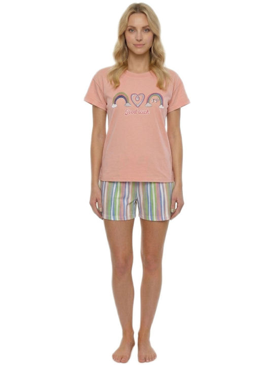 Caress Summer Women's Cotton Pyjama Set Salmon