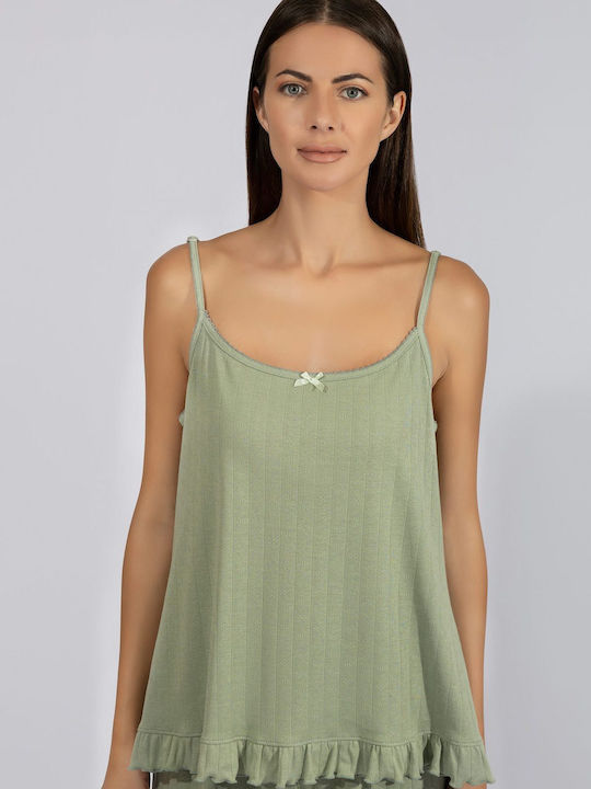 Harmony Summer Women's Cotton Pyjama Blouse Green